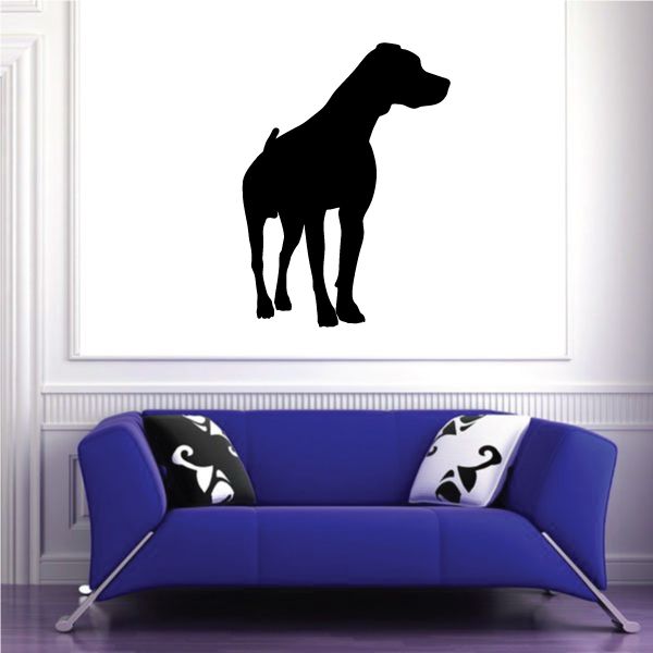 Standing black hound dog silhouette decal on wall