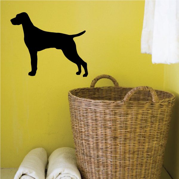 Standing Hungarian Vizsla silhouette decal, black dog shape