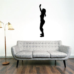 Standing praying mother silhouette wall decal with hands raised