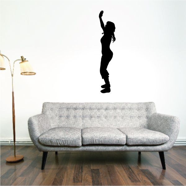 Standing praying mother silhouette wall decal with hands raised