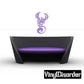 Purple standing scorpion wall decal with tribal swirl design