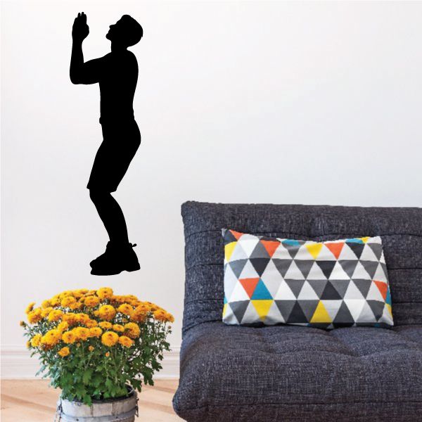 Standing praying father wall decal silhouette, black