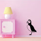 Standing puffin wall decal, black silhouette with beak and wing details