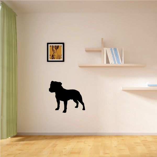 Standing Staffordshire bull terrier decal, black dog silhouette on wall