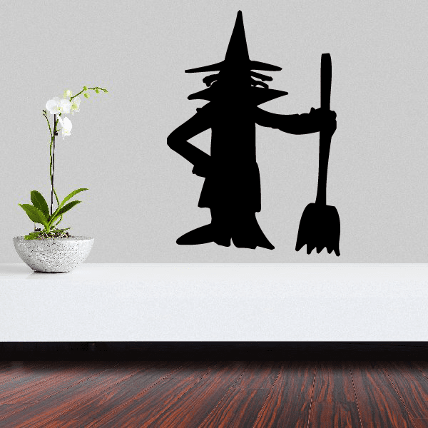 Image of Standing Witch Holding Broom Decal