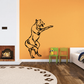 Standing Wolf wall decal, black standing wolf with face and paws, removable vinyl sticker