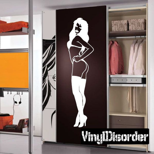 Image of Standing Woman in Lingerie and Thigh Highs Pinup Decal