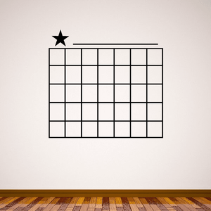 Star monthly calendar wall decal with blank grid and top header line