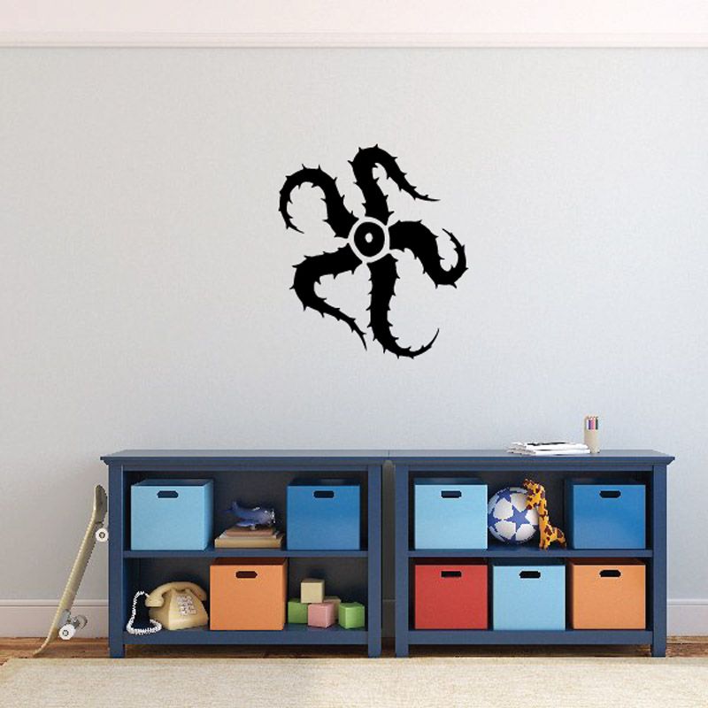 Black starfish suction decal with fanlike underside detail
