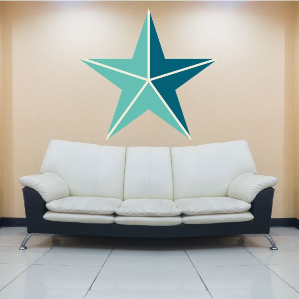 Multi-point blue-green star vinyl wall decal