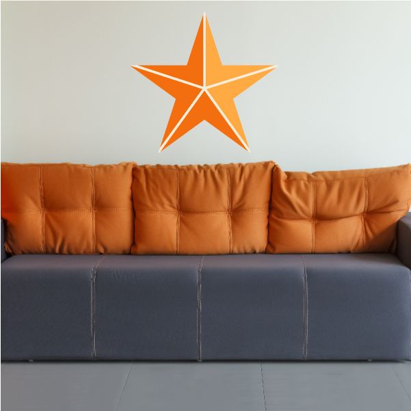 Orange star wall vinyl decal with starburst outline