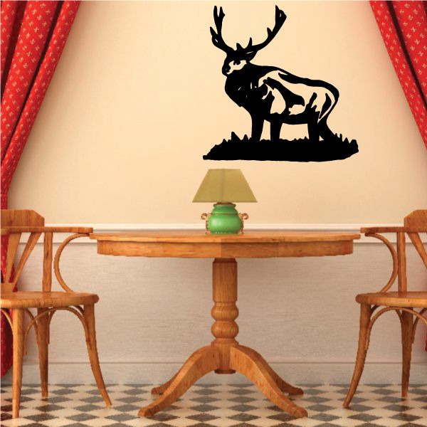 Image of Staring Elk Buck in Field Decal