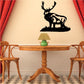 Black deer buck wall decal silhouette, buck standing on grassy base