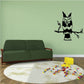 Owl wall decal, black-and-white cartoon owl with open arms