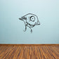 Staring bird face wall decal with black line art outline