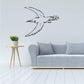 Black starling bird wall decal with wide wings