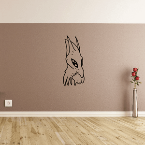 Rabbit face mask decal with starry eyes, black outline