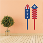 Fireworks sticker set: two blue-and-red rocket designs with white stars and stripes