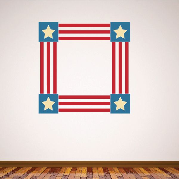 Image of Stars and Stripes Frame Printed Die Cut Decal