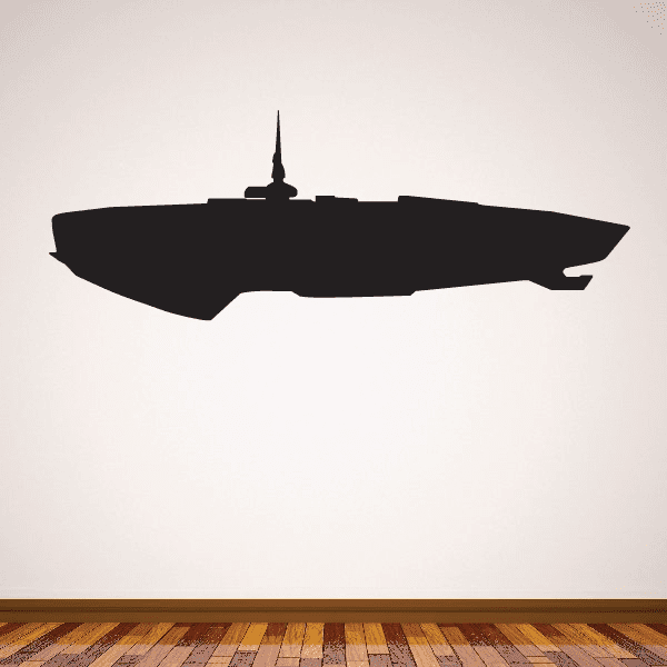 Starship decal with dark side-view spaceship silhouette and pointed nose.