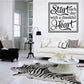Thankful heart wall decal: square border with cursive “Start each day” text