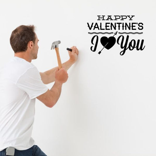 Image of Statement Happy Valentines I Love You Decal