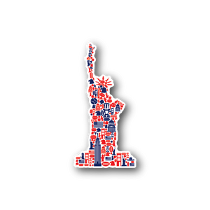 Statue of Liberty collage vinyl sticker with red, white, and blue details