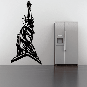Statue of Liberty wall decal with black silhouette of torch-bearing statue in profile