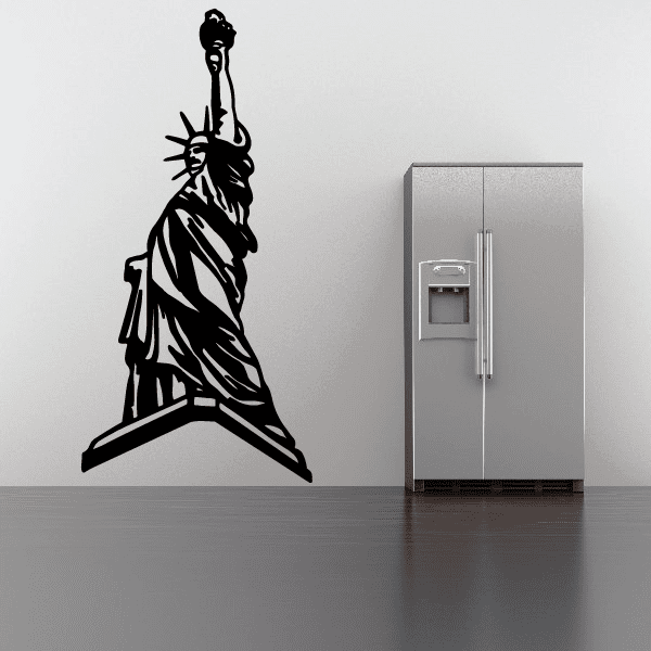 Statue of Liberty wall decal with black silhouette of torch-bearing statue in profile