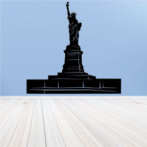 Black Statue of Liberty wall decal silhouette with pedestal