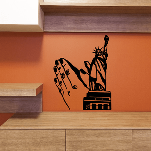 Black Statue of Liberty prayer wall decal with raised hand and torch