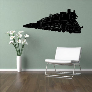 Steam engine wall decal, black locomotive silhouette