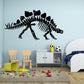Stegosaurus skeleton wall decal in black and white, arched body and spiked plates