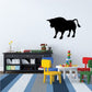 Stern Bull decal of a black bull silhouette, side view on a wall