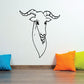 Black goat head decal with curved horns and detailed outline