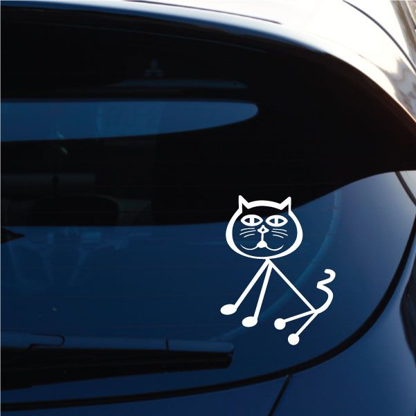 Image of Stickfigure Cat with Wide Eyes Decal