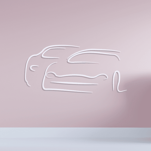 Race car line art sticker, white outline