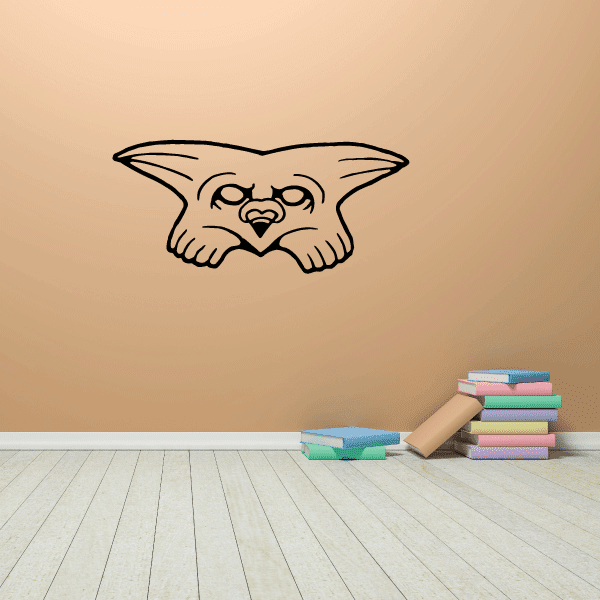 Stoic owl mask decal with open eyes and hand-drawn outline