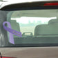 Purple stomach cancer awareness ribbon vinyl sticker on car window glass