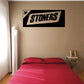 Candy bar decal with Stoners logo and marijuana leaf icon on black background