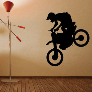 Stoppie dirt bike rider decal: black rider silhouette on dirt bike.