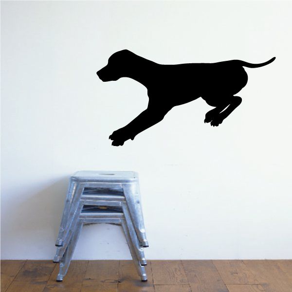 Stopping hound decal with black dog silhouette in running stance