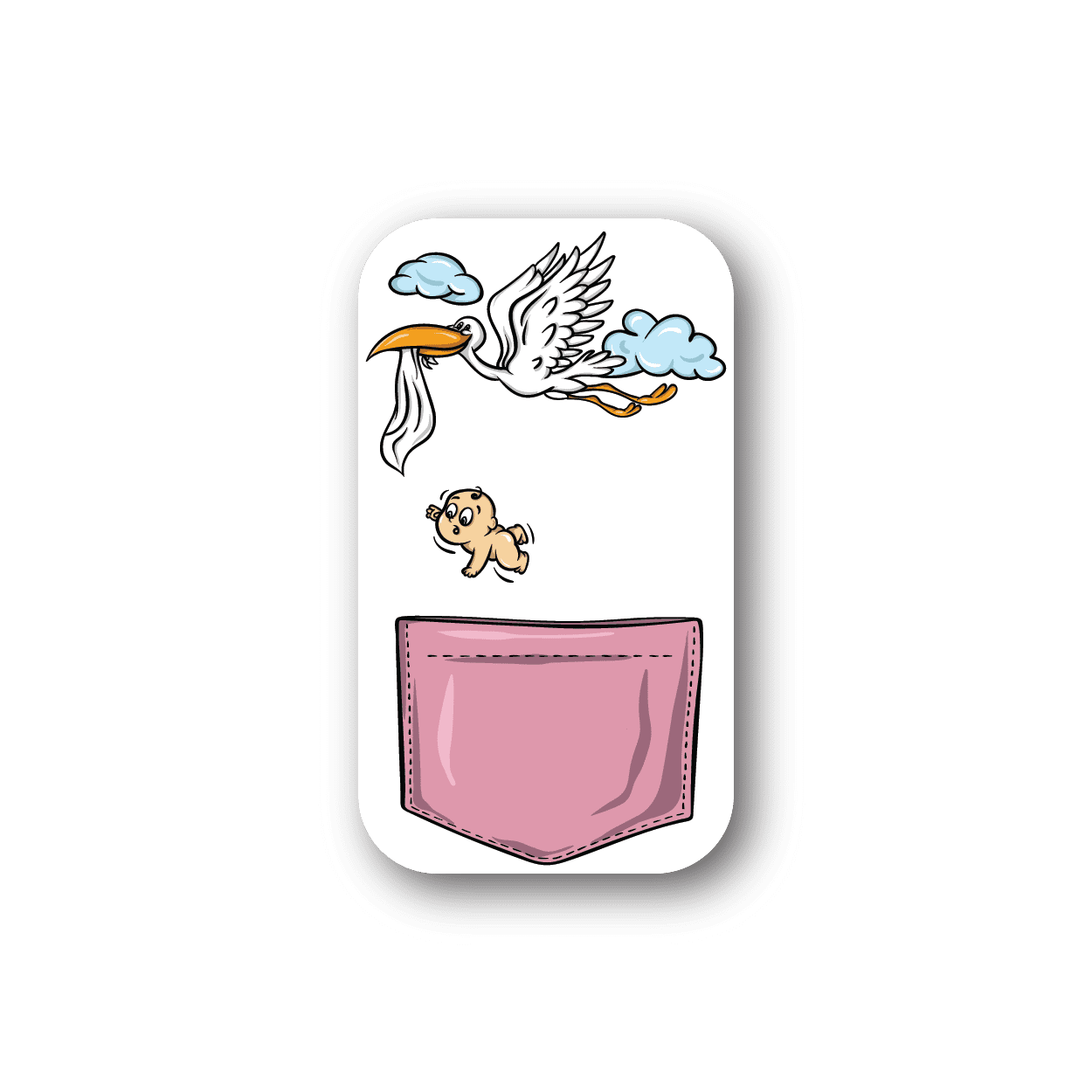 Image of Stork Bringing Baby Girl Sticker