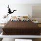Black stork gliding wall decal silhouette, bird in flight