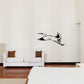 Stork swooping wall decal, black flying stork silhouette