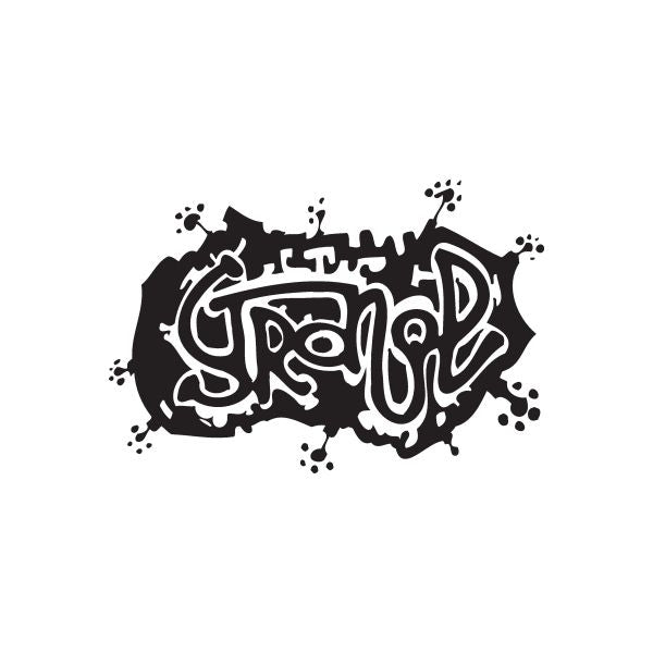 Graffiti decal sticker with black and white tag-style letter design