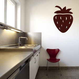 Strawberry with stem wall decal, dark red