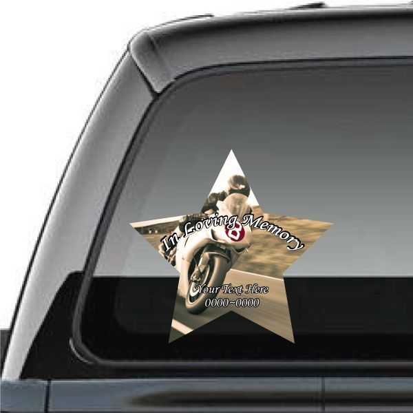 Image of Street bike Moto In Loving Memory Custom Star Sticker