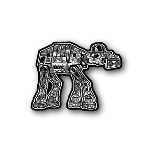 Vinyl sticker with black-and-white graffiti-style gangster character graphic