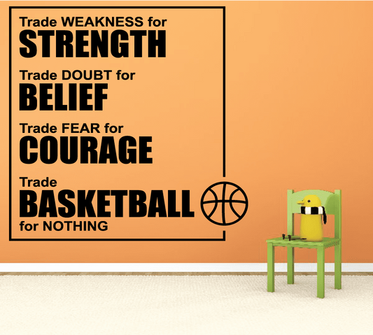 Image of Strength Belief Courage Basketball Quote Wall Decal